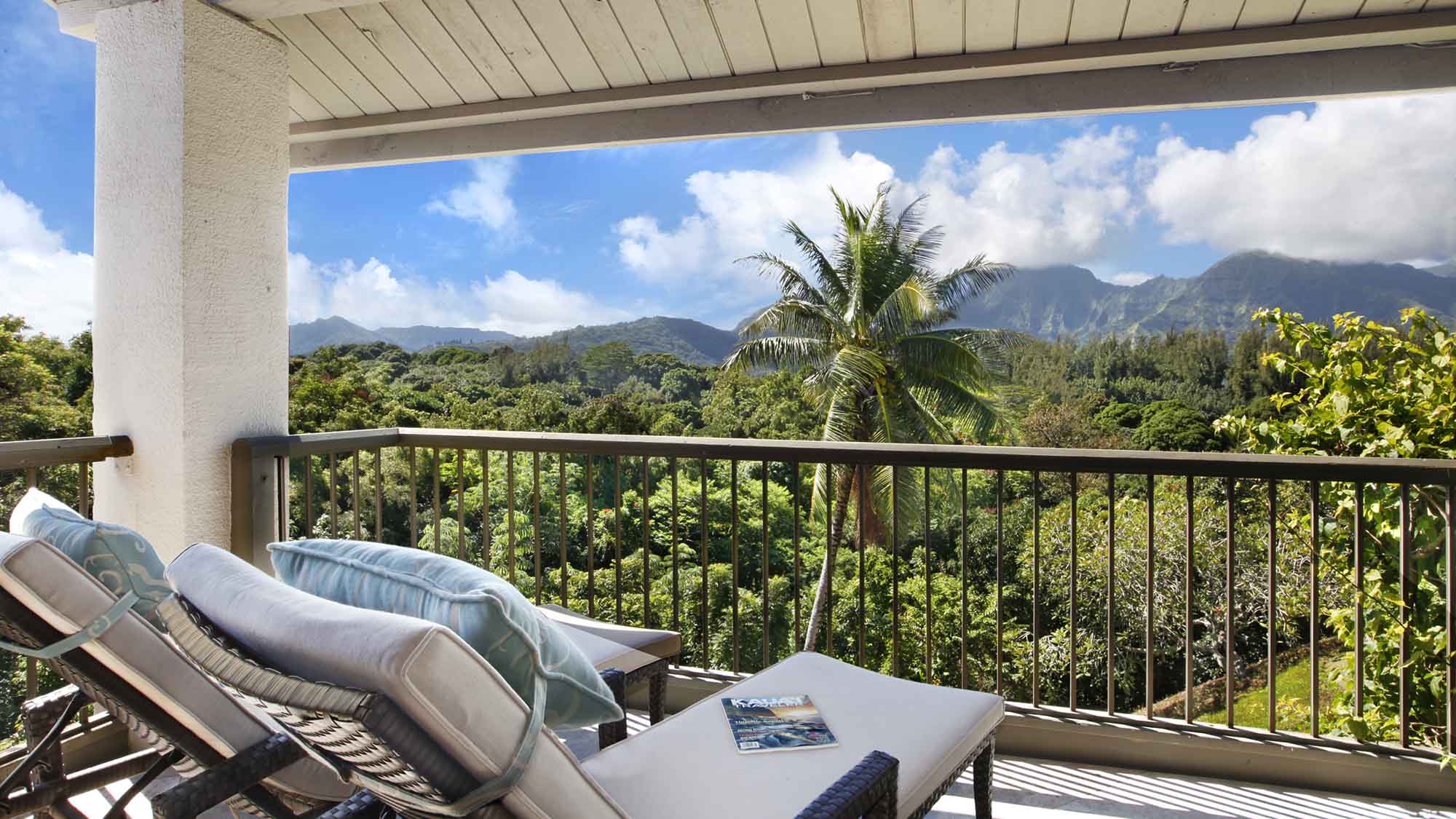 Hanalei Bay Resort #15378 - Mountain & Waterfall View Bedroom Lounging Lanai - Parrish Kauai