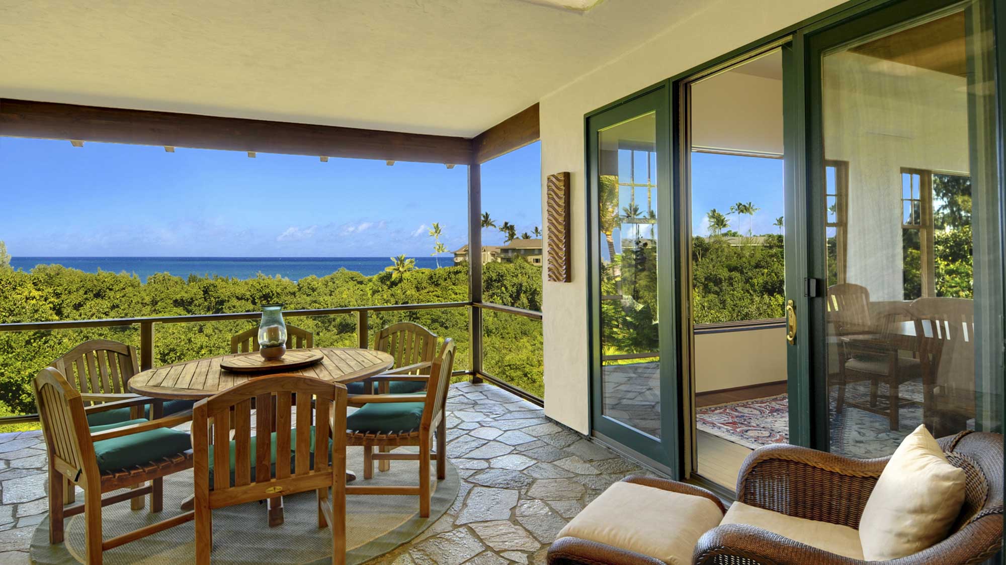 Kapiolani Villa at Princeville - Ocean View Covered Dining Lanai - Parrish Kauai