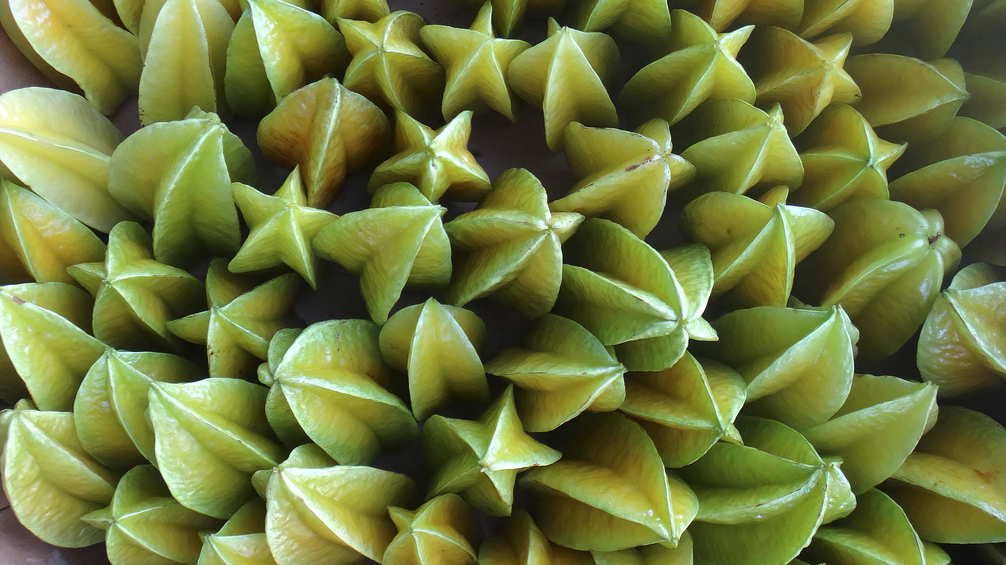 Star Fruit in the Farmer's Market in Hilo, Hawaii.