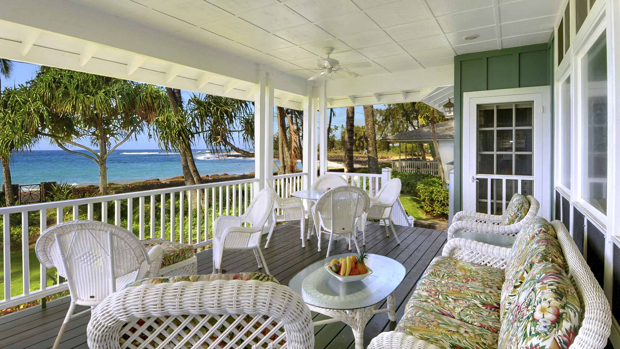 Hale Ani at Brennecke Beach - Oceanfront Lanai View - Parrish Kauai