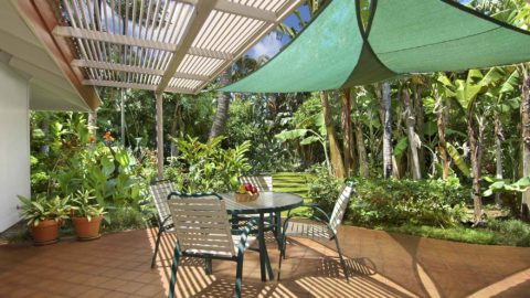 Hale Lani at Poipu Kai Resort - Shaded Backyard Lanai - Parrish Kauai