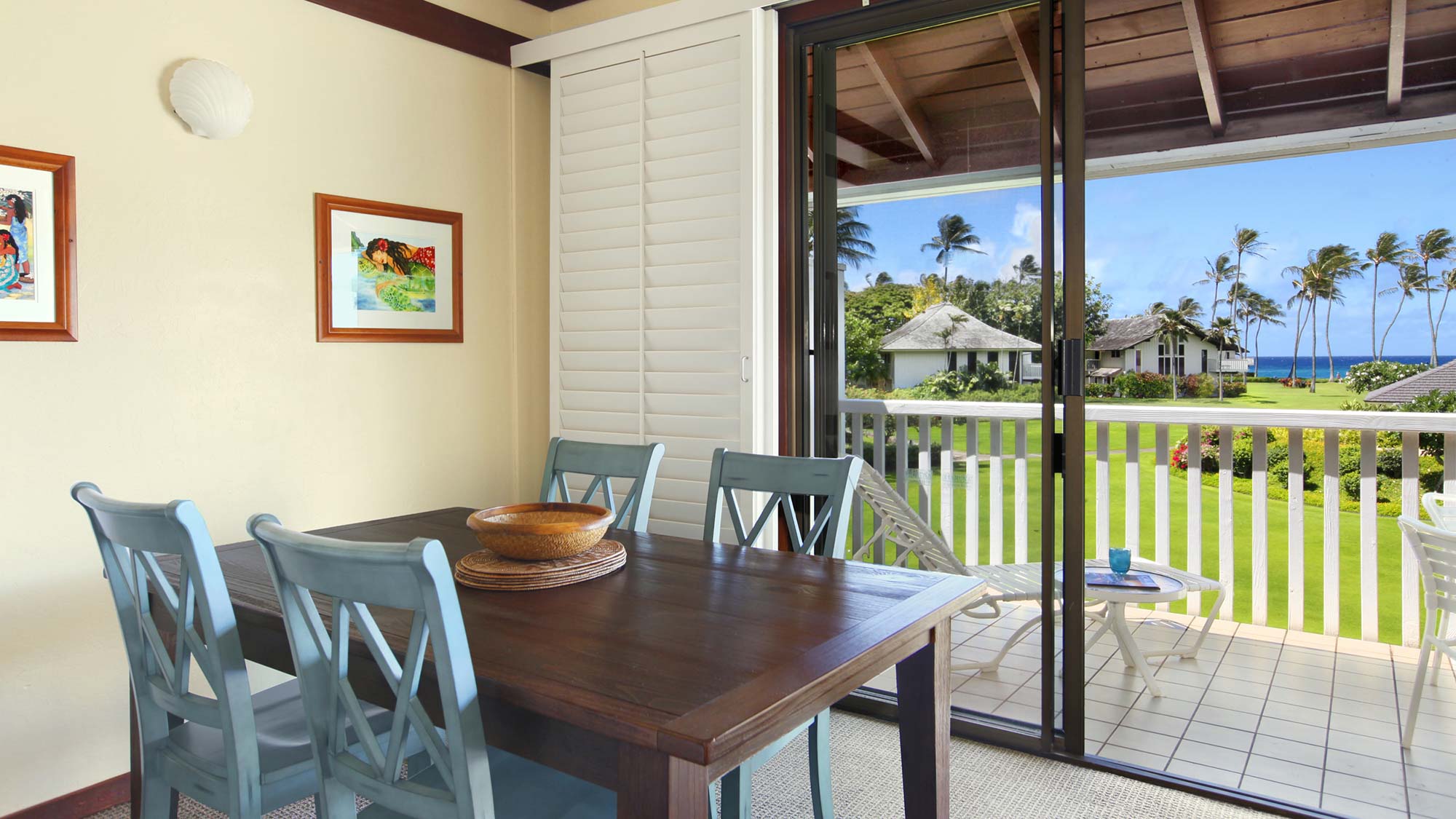 Kiahuna Plantation #138 - Ocean View Dining Room & Lanai - Parrish Kauai