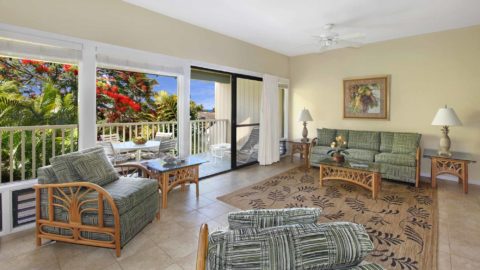 Manualoha at Poipu Kai #1006 - Living Room & Lanai View - Parrish Kauai