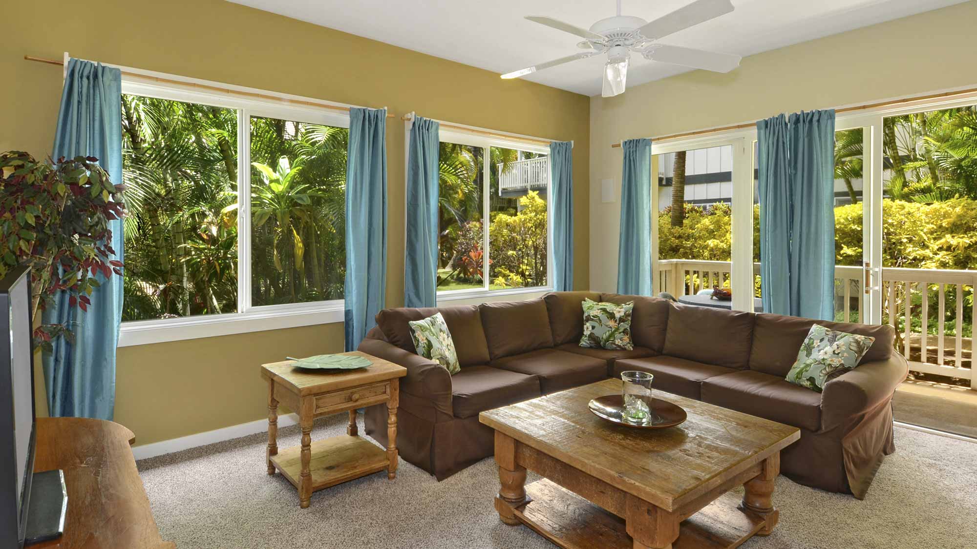 Regency at Poipu Kai #611 - Living Room & Lanai - Parrish Kauai