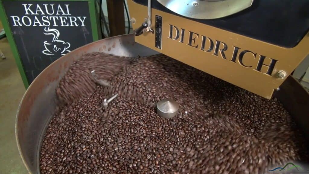 Video showing the roasting process of the Parrish custom coffee blend at Kauai Roastery, featured in our Kauai vacation rentals.