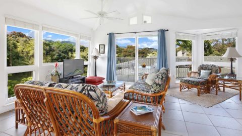 Villas of Kamalii #31 - Living Room & Lanai View - Parrish Kauai