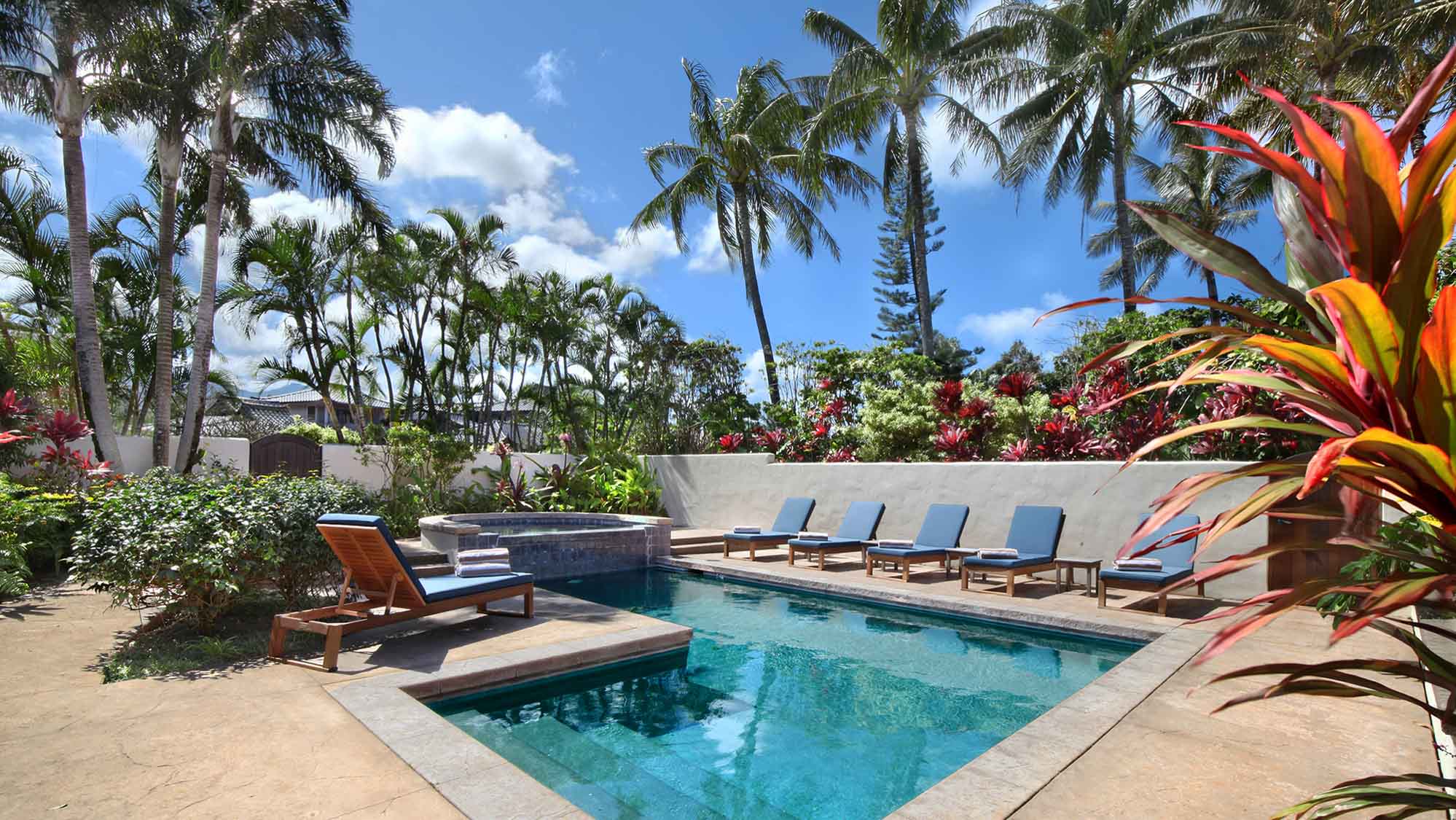 Kapiolani Villa at Princeville - Lush Tropical Gardens Surrounding Pool & Spa Deck - Parrish Kauai