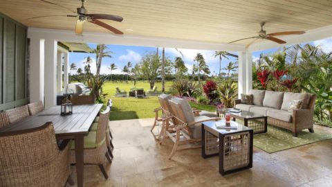 Kukuiula Makai Cottage #53 - Covered Dining and Lounging Lanai - Parrish Kauai