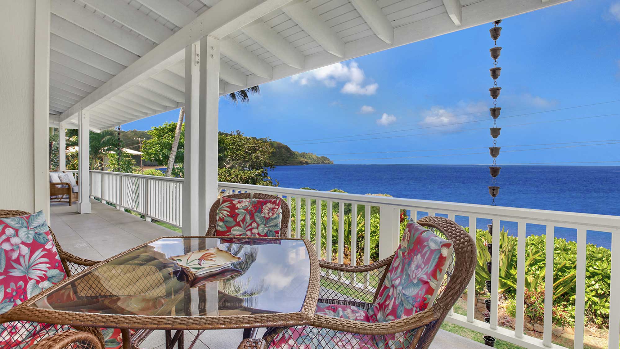 Anini Beach House - Ocean View Dining Lanai - Parrish Kauai