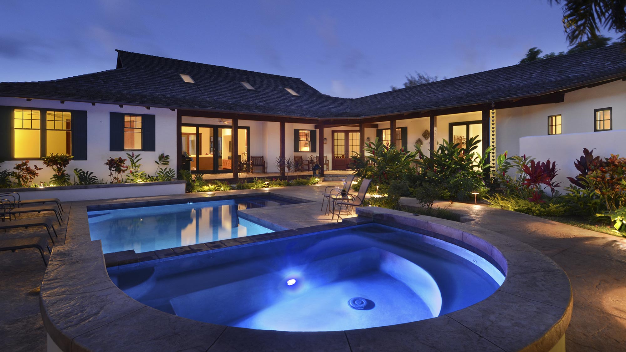 Kapiolani Villa at Princeville - Night Shot of Pool & Spa - Parrish Kauai