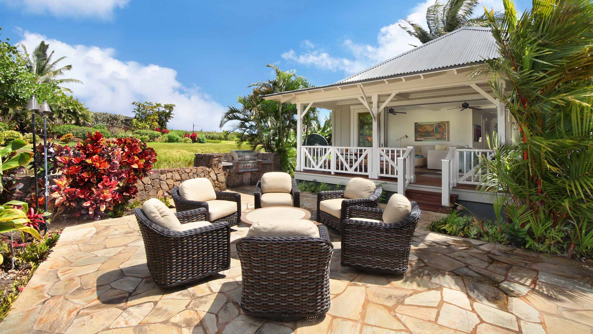 Kukuiula Makai Cottage #27 - Backyard Seating Area & Lanai - Parrish Kauai