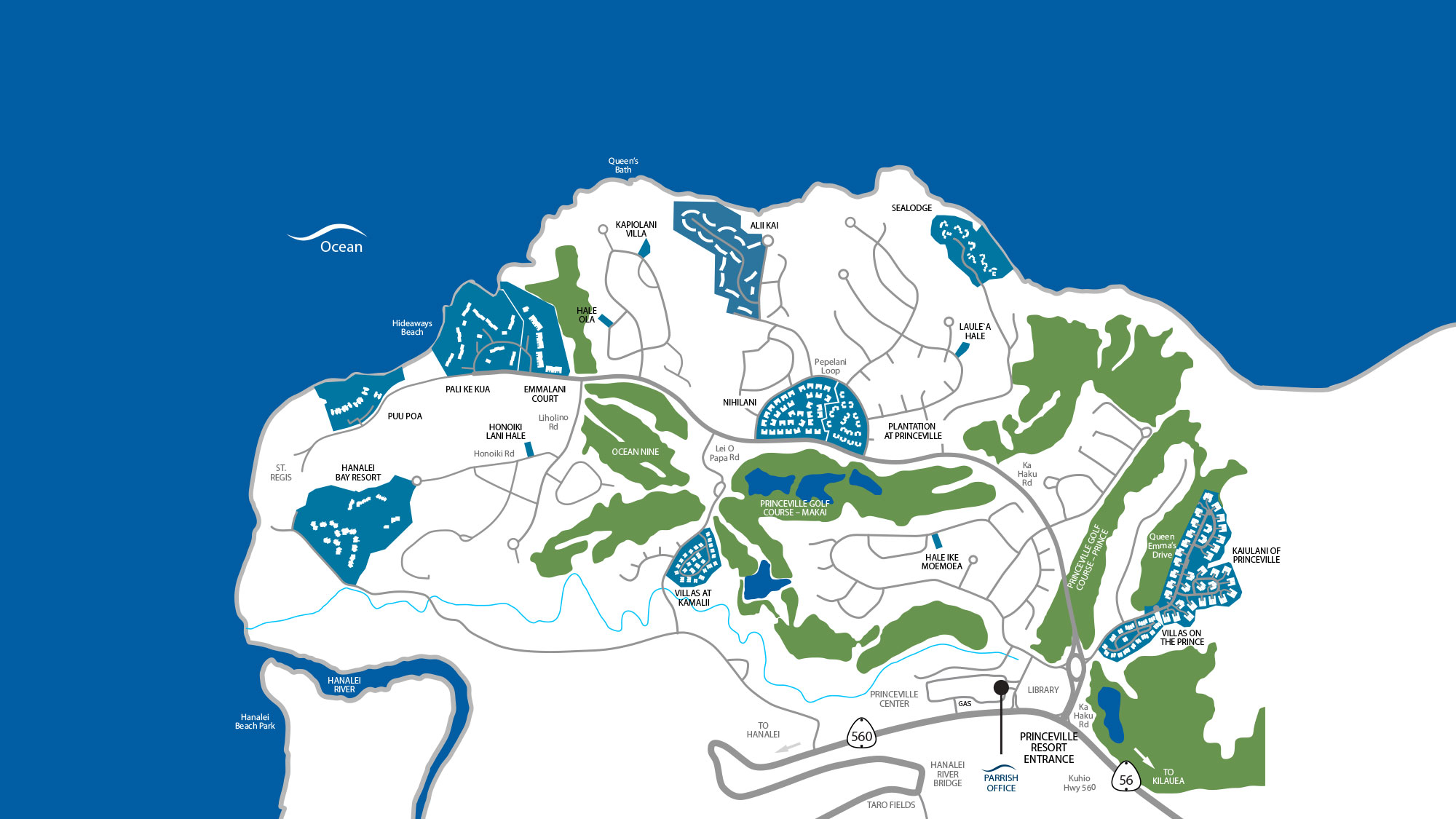 Princeville Resort Map - Parrish Kauai