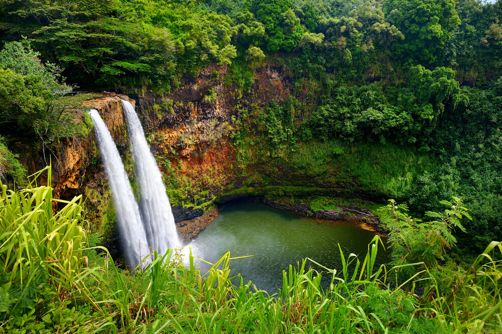Wailua Falls, one of the natural beauties found in Kauai State Parks