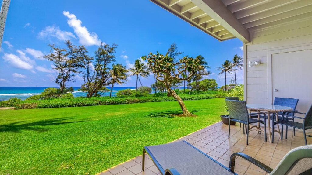 The private lanai at Kahi Lani Resort #125