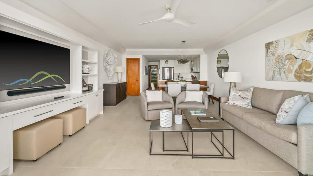 The newly remodeled living room of Poipu Kapili #08