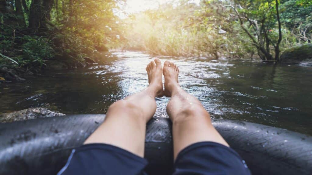 A person tubing in Kauai