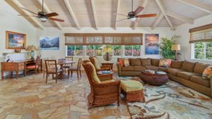 The living room area of Kilohana at Poipu, a vacation rental on Kauai