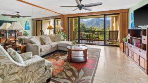 The living room at Hanalei Bay Resort #5201 & 5202