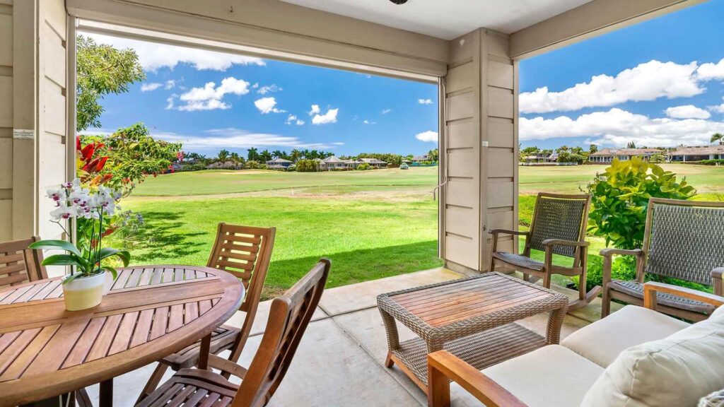 The covered lanai at Pili Mai at Poipu #08J
