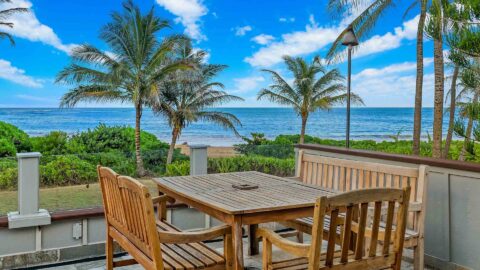 The view from Anahola Palms, a beach house rental on Kauai