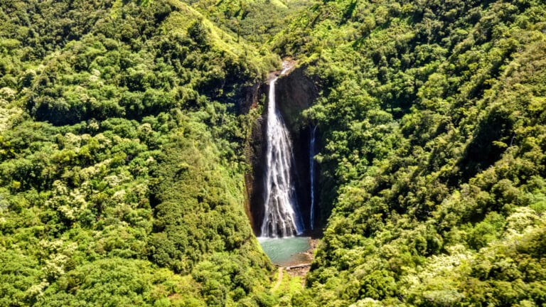 Manawaiopuna Falls, a remote waterfall in Kauai
