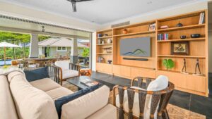 The spacious living room at Kukuiula Makai Cottages